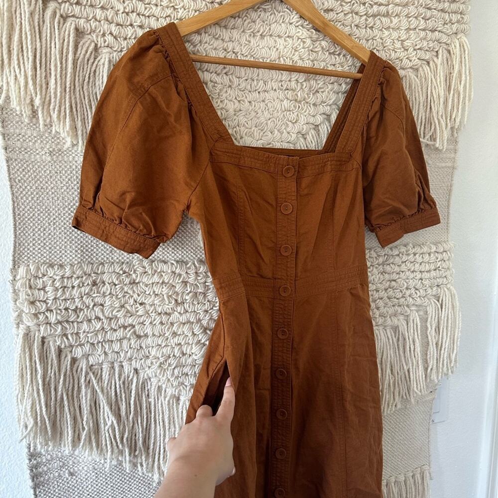 Madewell Seamed Puff Sleeve Midi Dress - Picture 6 of 7